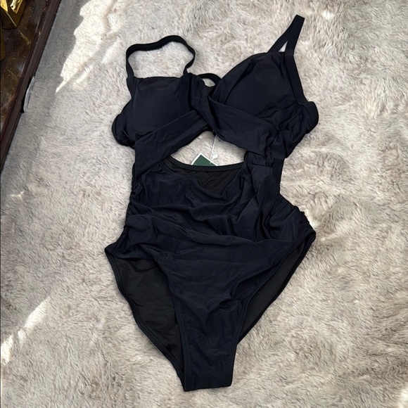 Eomenie |  One Piece Tummy Control Cutout High Waisted, Wrap Tie Back, NWT - Picture 2 of 12